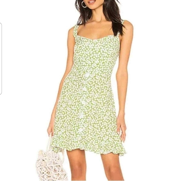 Faithfull the Brand Lou Lou Avocado Green Bella Floral Button Up Mini Dress 6 - Picture 1 of 16